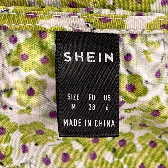 SIZE 6 SHEIN GREEN FLORAL RUFFLE ROMPER LIGHTWEIGHT COTTAGE - Picture 9 of 11